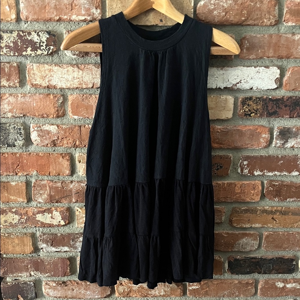 Free People Charcoal Sleeveless Peplum Oversized Tank Top Size XS